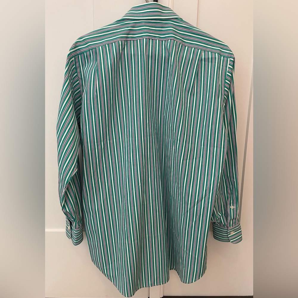 Polo Ralph Lauren Shirt 15.5 M Regent Classic Fit Striped Green button up preppy - Picture 5 of 7